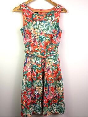 Talbots Floral A-Line Sleeveless Dress in Multi-Color size 2